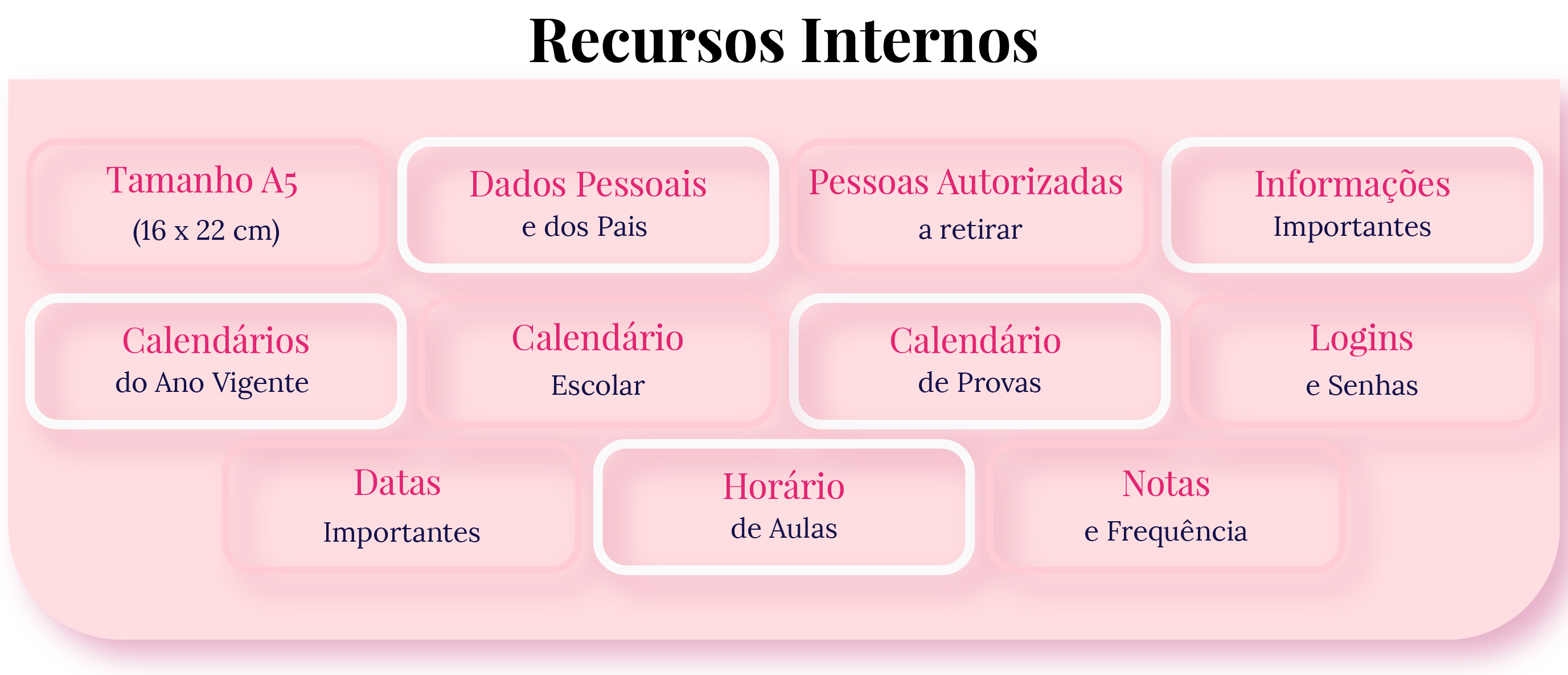 Descubra a excelência da Agenda Escolar Personalizada, cuidadosamente projetada para ajudar na organização do dia a dia escolar e proporcionar uma experiência tátil única. 